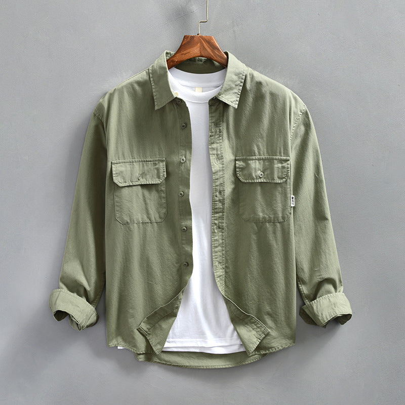 Fashionable Minimalist Loose Fitting Casual Mens Long Sleeve Shirt Jacket