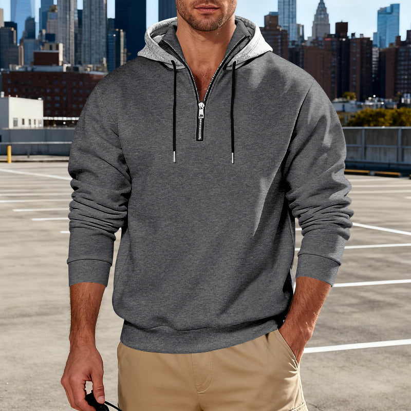Light-luxury Commuter-style Long-sleeve Hoodie With A Stand-up Collar